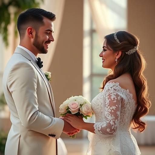 Elegant wedding photography scene of a couple exchanging vows